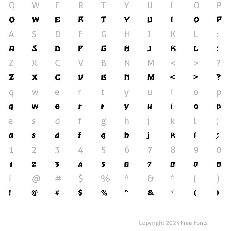 Character Map of Woodcut Normal Regular