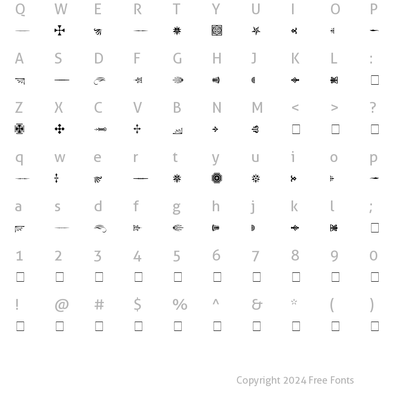 Character Map of Woodcut Ornaments One SSi Regular