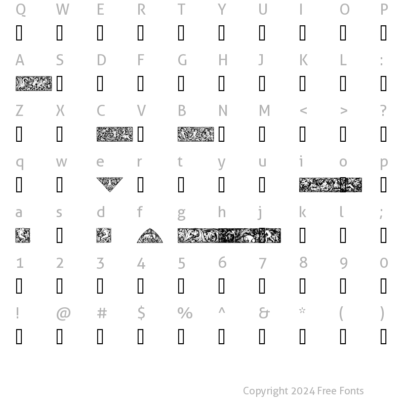 Character Map of Woodcut1 Regular