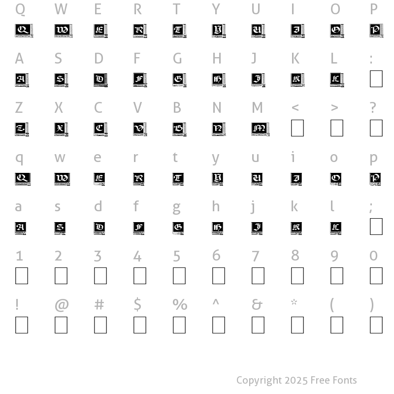 Character Map of Woodcut_Capitals Regular