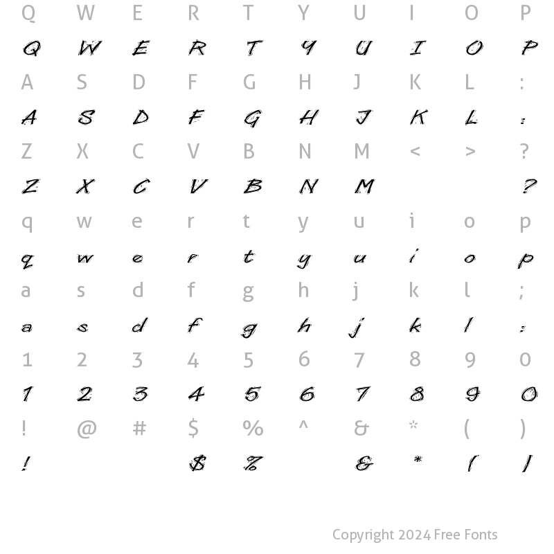 Character Map of WoodcutExtended Regular