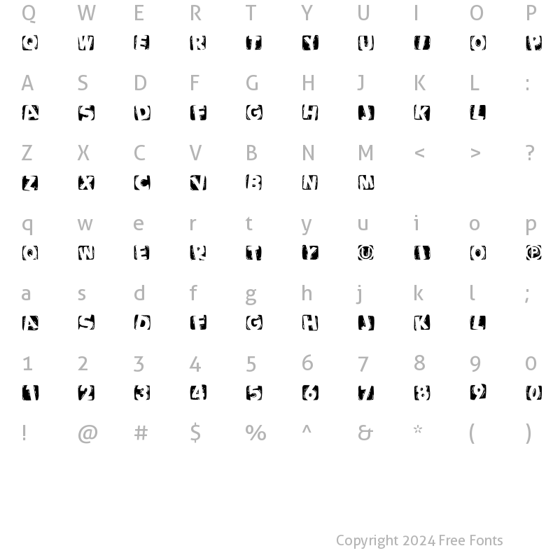 Character Map of WoodcuttedCapsInvers Regular