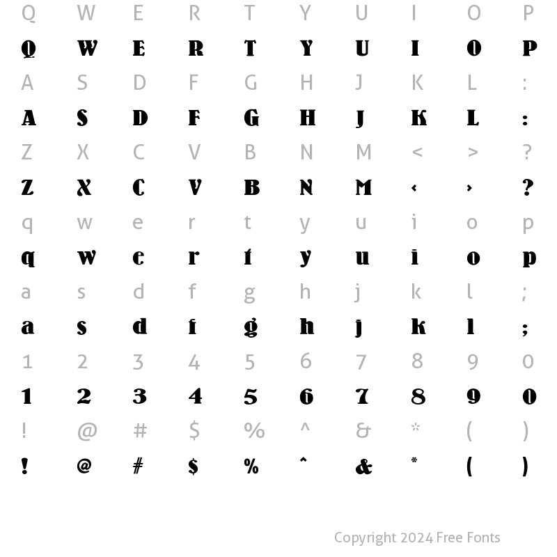 Character Map of Wooden Nickel NF Regular