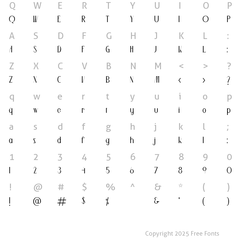 Character Map of Wooden Okadio Regular