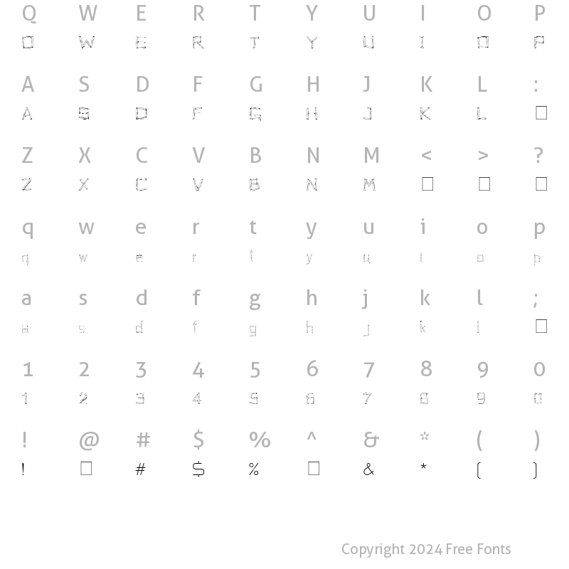 Character Map of Woodenhead Regular