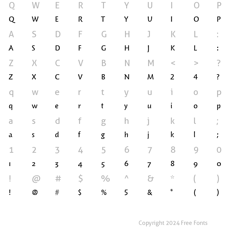 Character Map of Woodland ITC Medium Regular