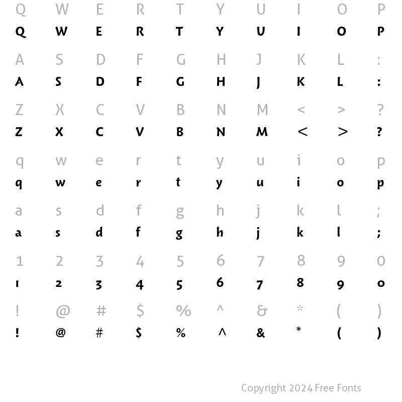 Character Map of Woodland ITC Std DemiBold