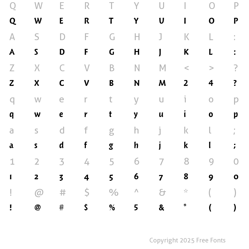Character Map of WoodlandLtITC TT Bold