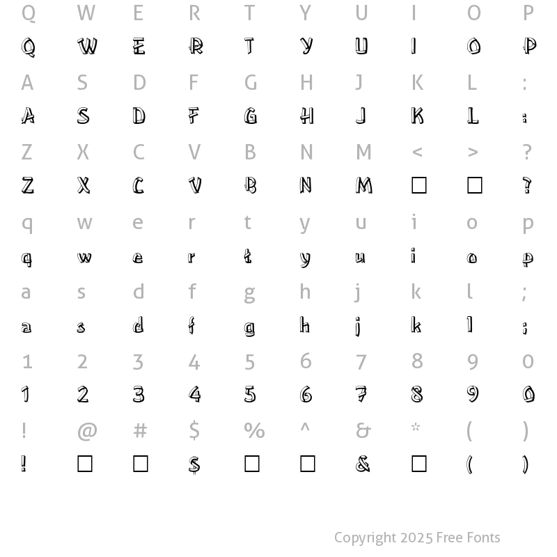 Character Map of Woodplank Regular