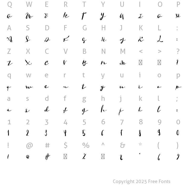 Character Map of Wopelamo Pastel Regular