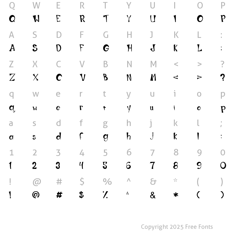 Character Map of Work Or Spoon Regular