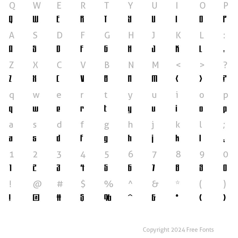 Character Map of WorkingMan Regular