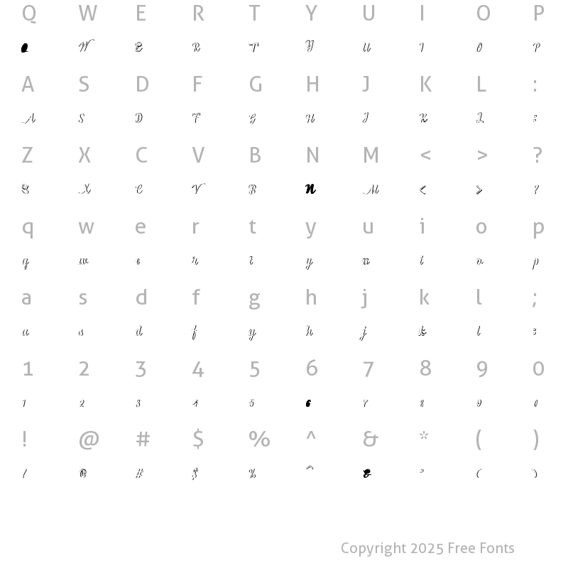 Character Map of Workside Shadow Regular