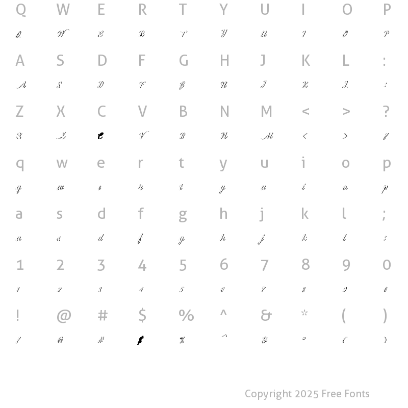 Character Map of Workside Slant Shadow Regular