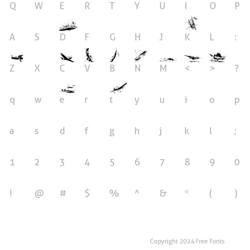 Character Map of world war II warplanes 2 Regular