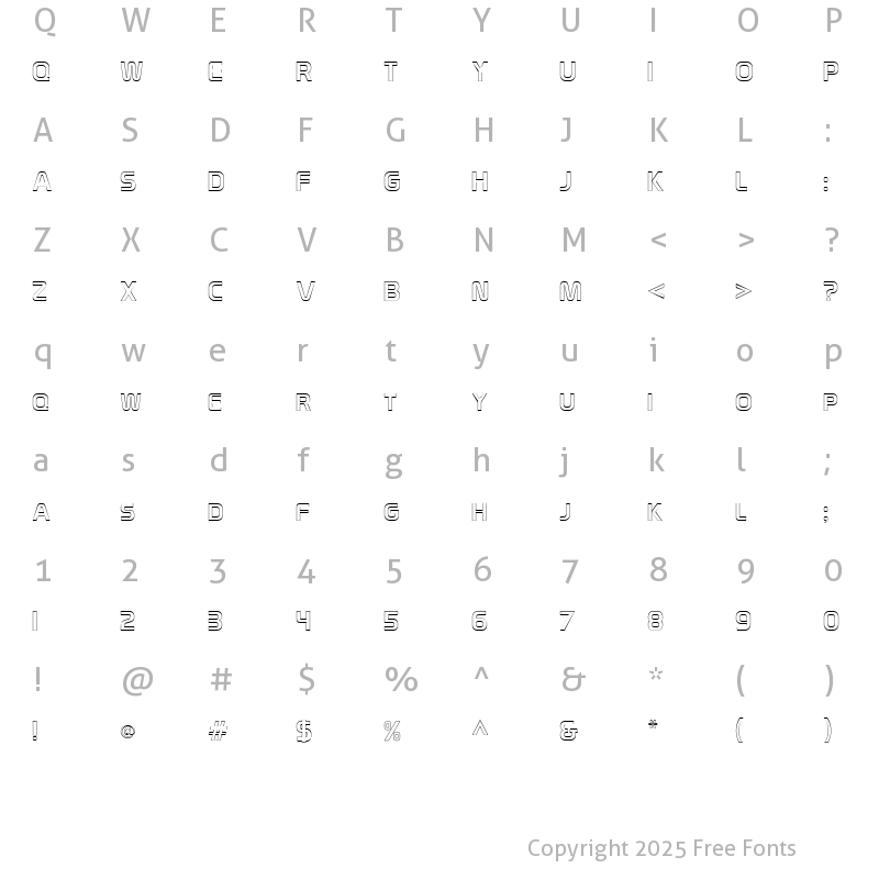 Character Map of WorldOutline Regular