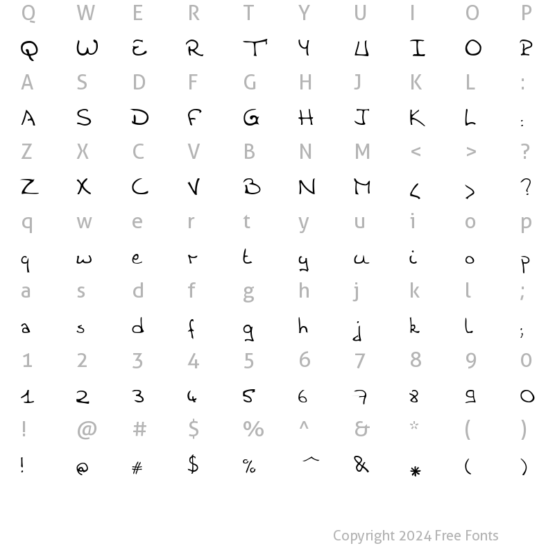 Character Map of Woste Regular