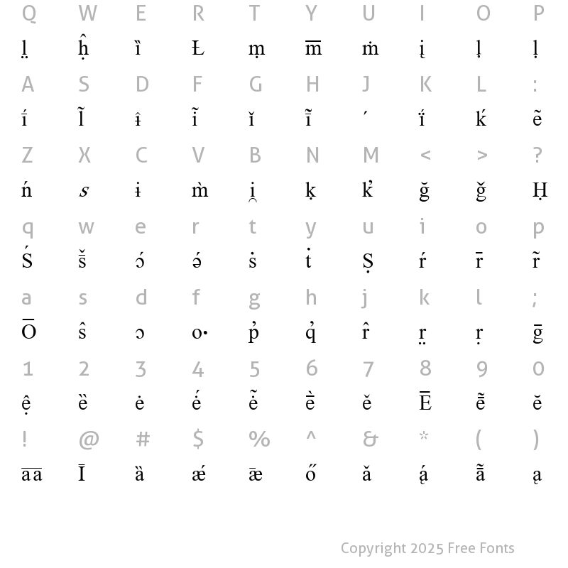 Character Map of WP Accent Serif Regular