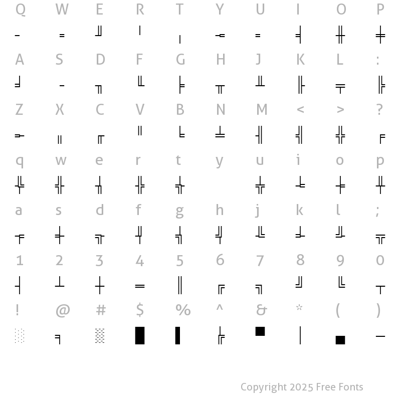 Character Map of WP BoxDrawing Normal