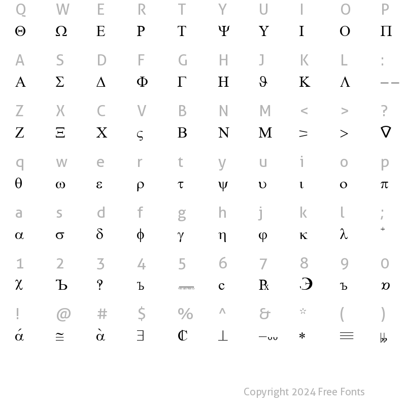 Character Map of WP Symbol Regular