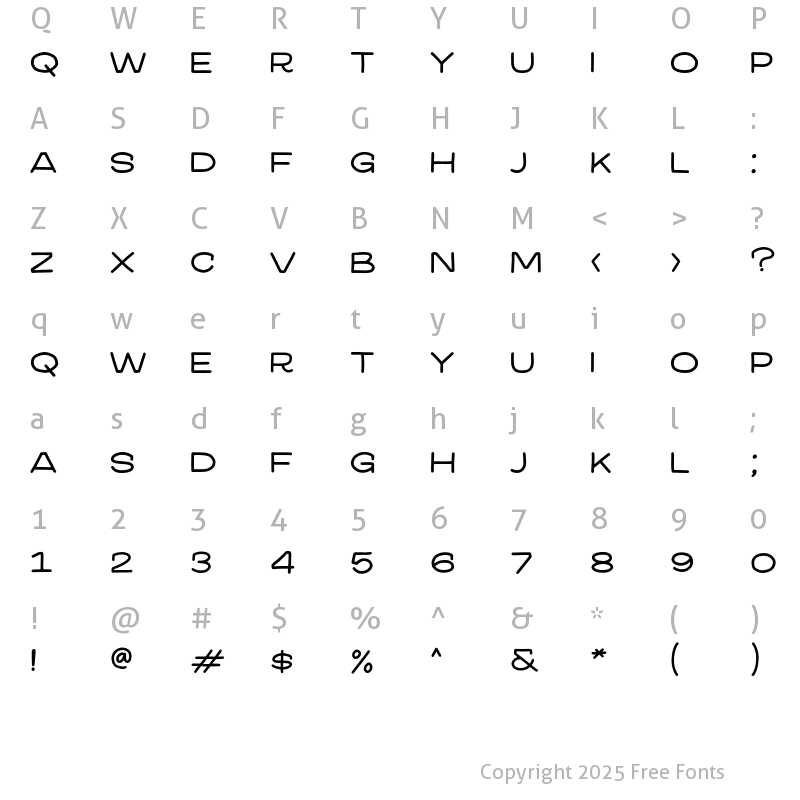 Character Map of Wrangbulf Typeface Regular