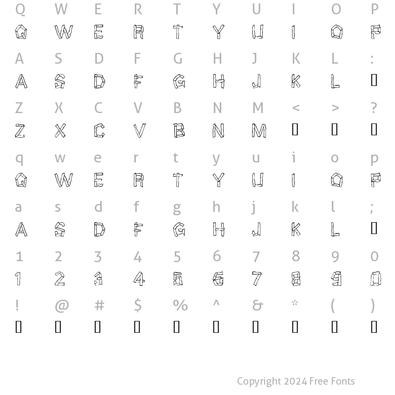 Character Map of Wreckage Regular