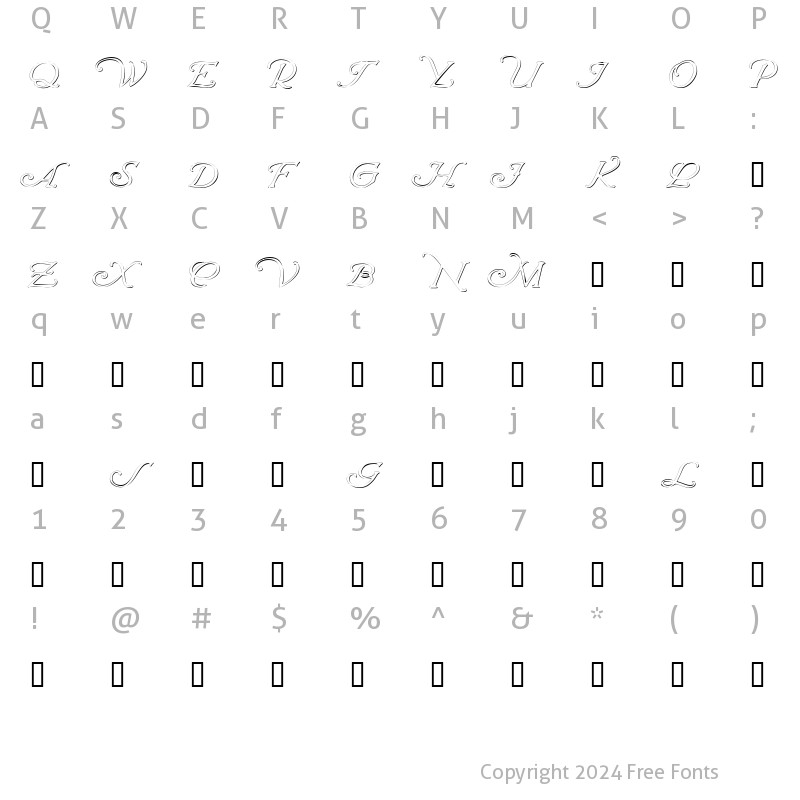 Character Map of WrennInitialsEmbossed Regular