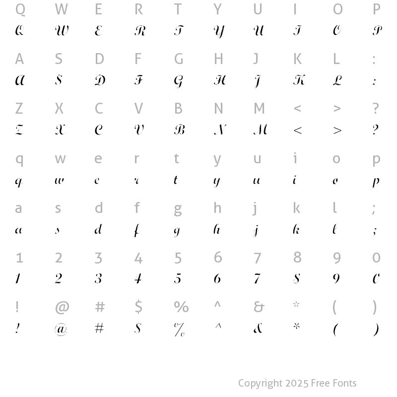 Character Map of Wrexham Script Light Light