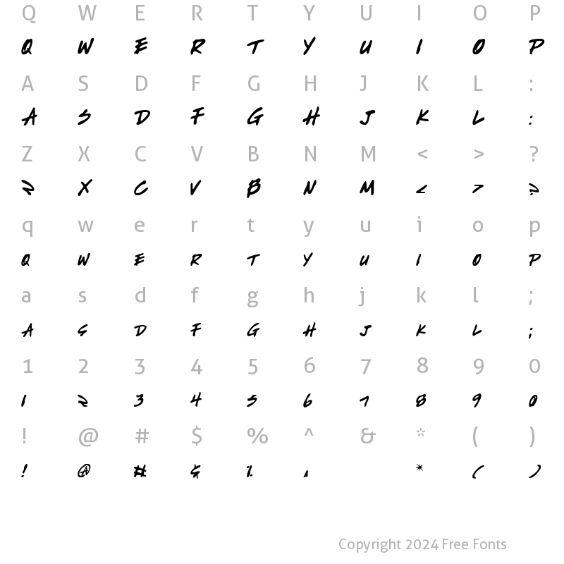 Character Map of Write Off Regular