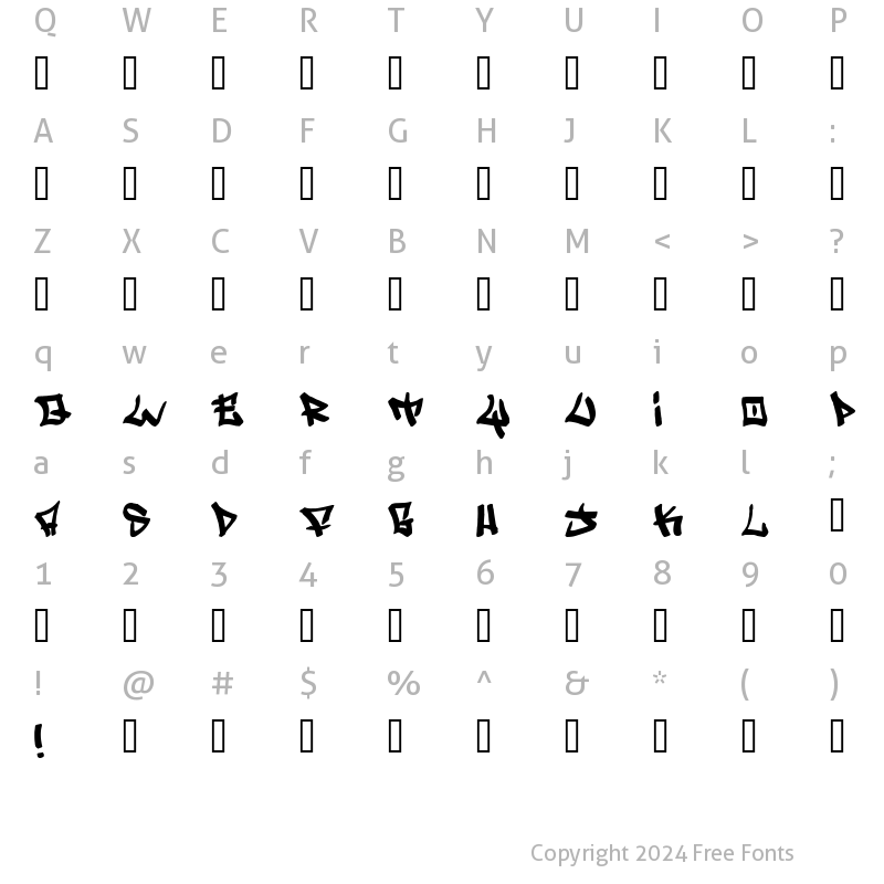 Character Map of Writers condensed Regular