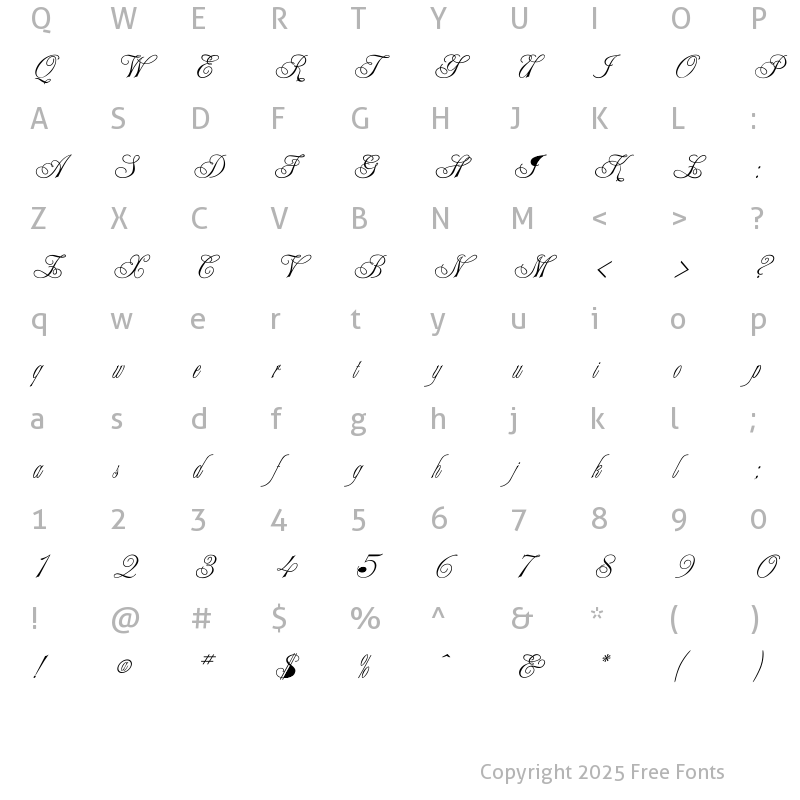 Character Map of Writhling Regular
