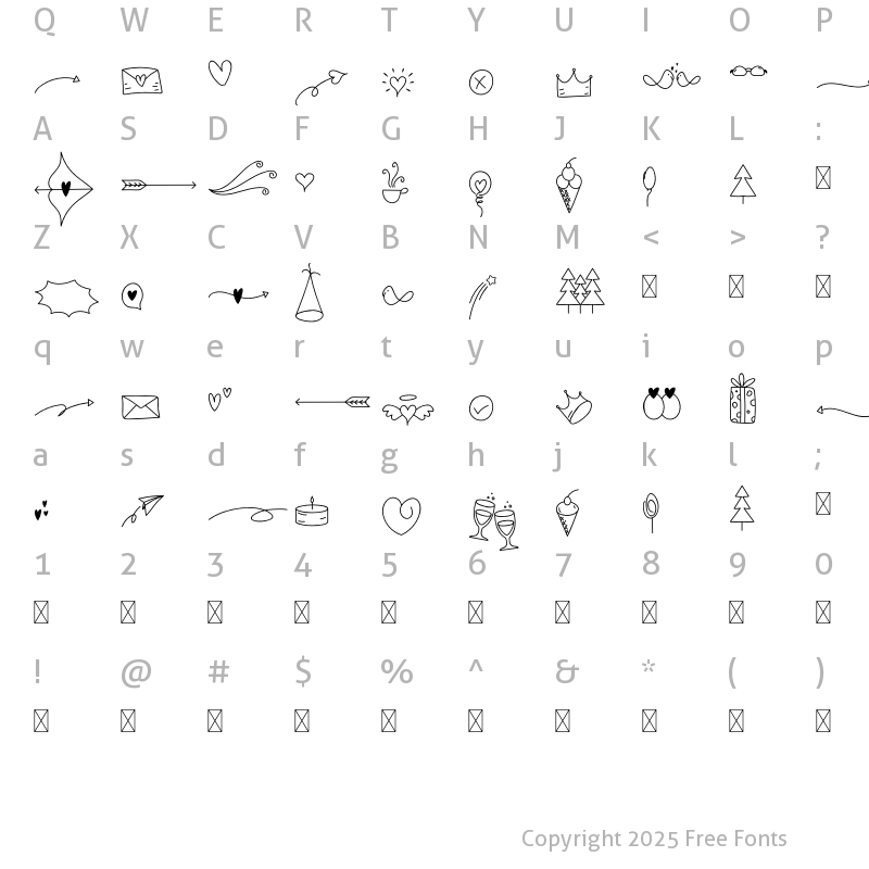 Character Map of Writterose Clipart Two