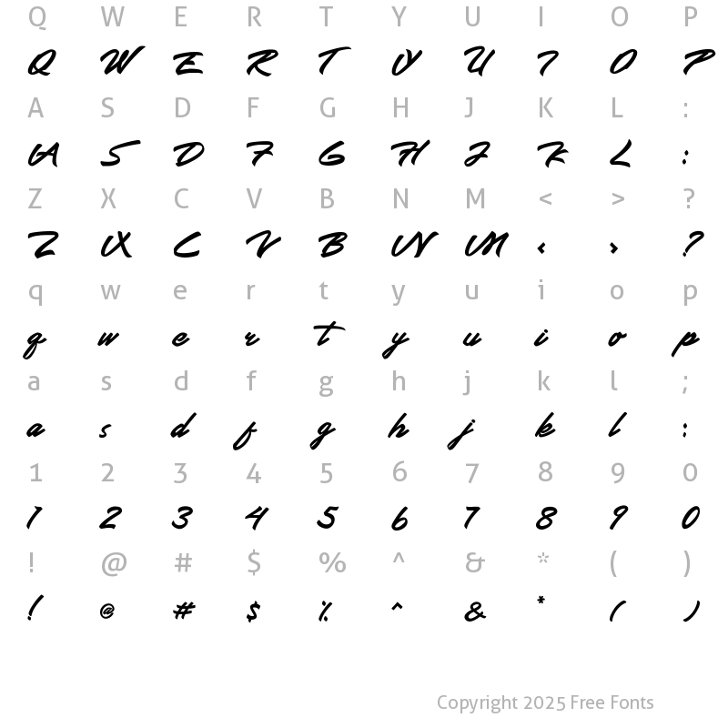 Character Map of Wrongler Regular