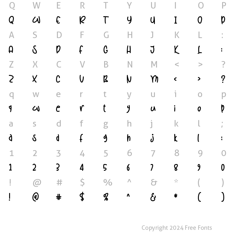 Character Map of Wubby Regular