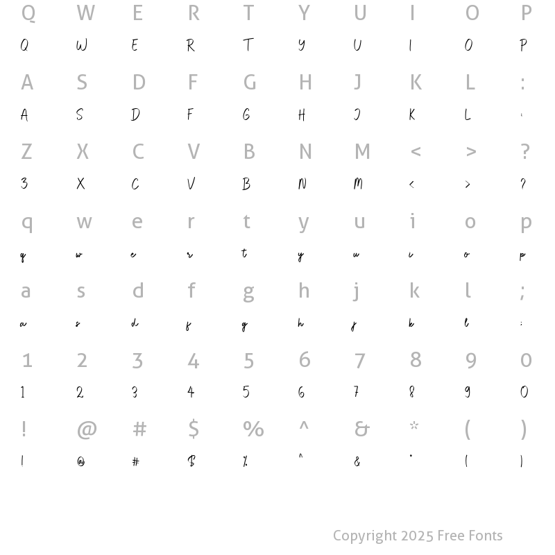 Character Map of Wullany Regular