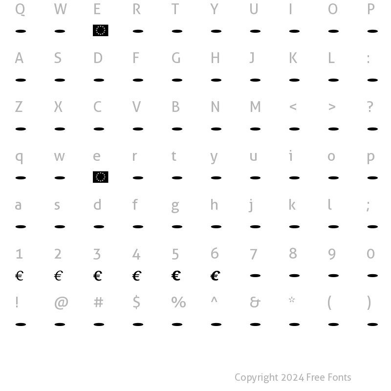 Character Map of Wunderlich Euro Regular