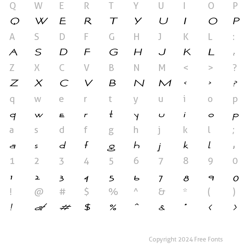 Character Map of WurkerExtended Oblique