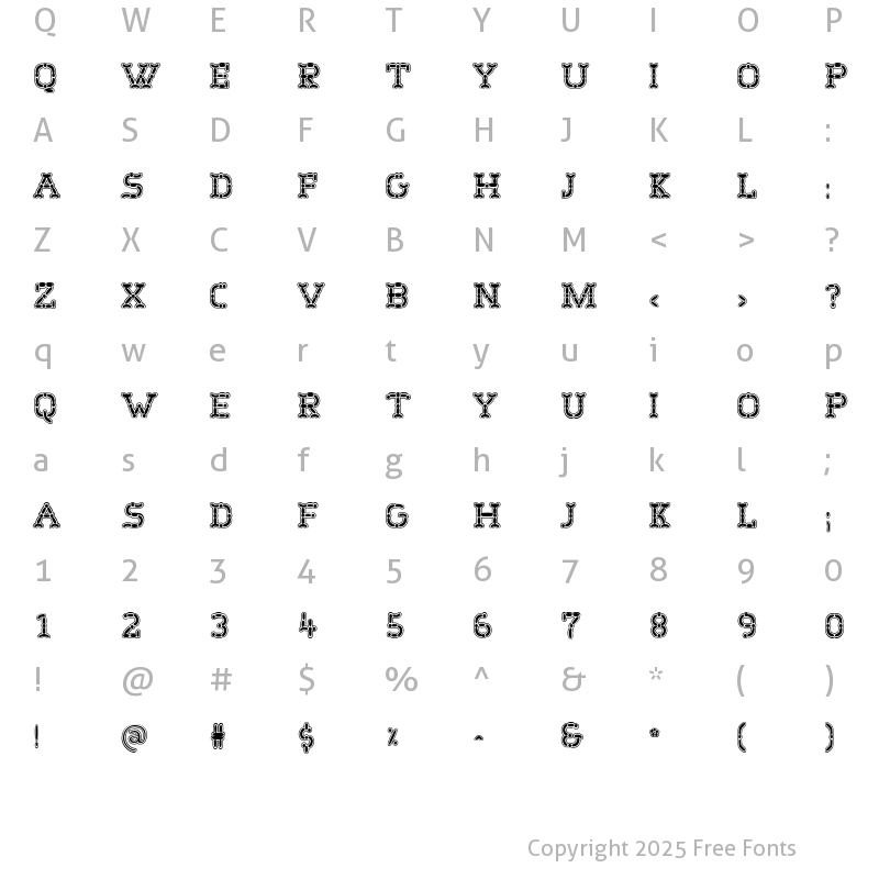 Character Map of WurstchenOutlined Regular