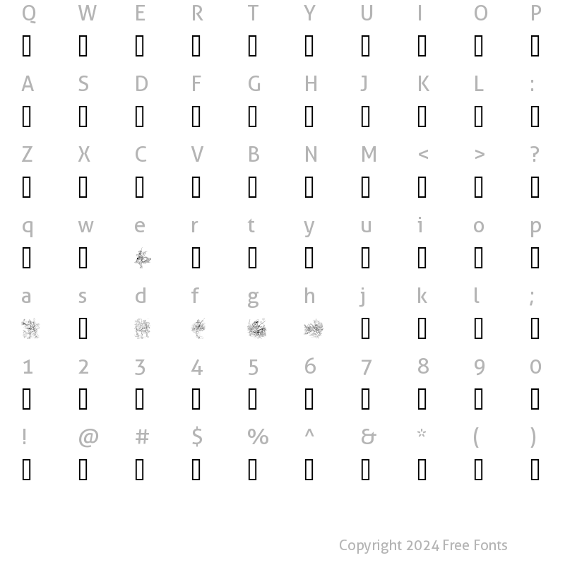 Character Map of WW1  B Regular