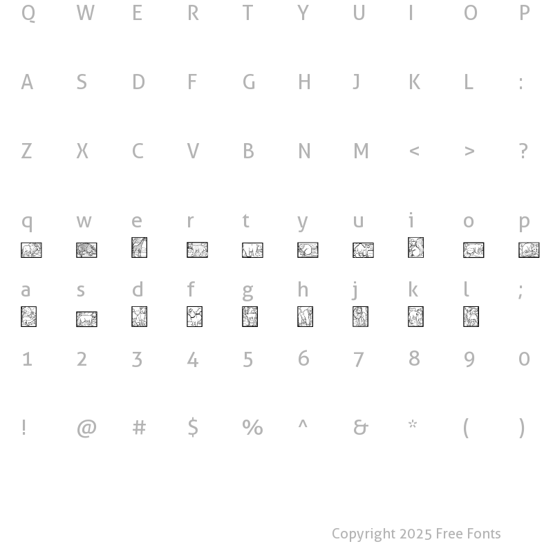Character Map of WWAnimalPrints Regular