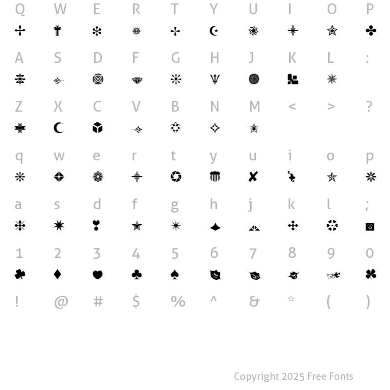 Character Map of WWFreebie Regular