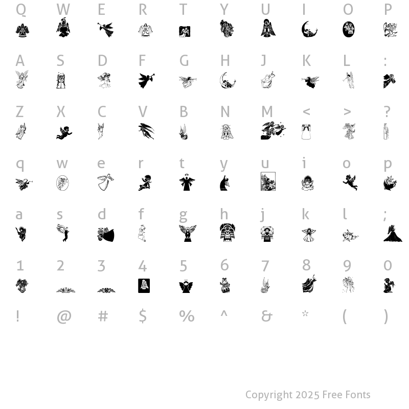 Character Map of WWHeavenSent Regular