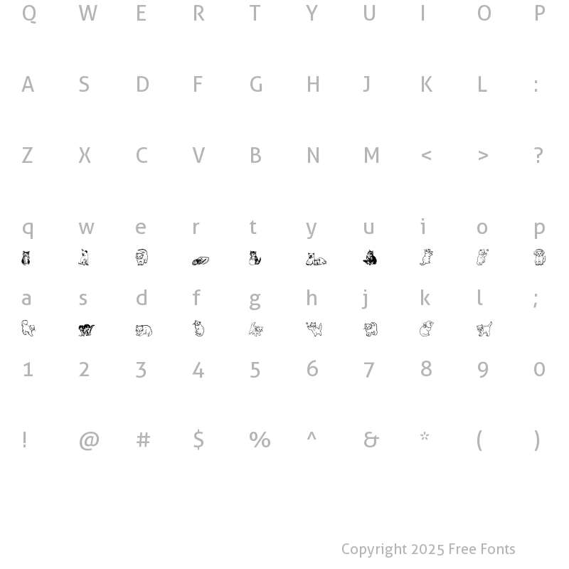 Character Map of WWKuteKats Regular