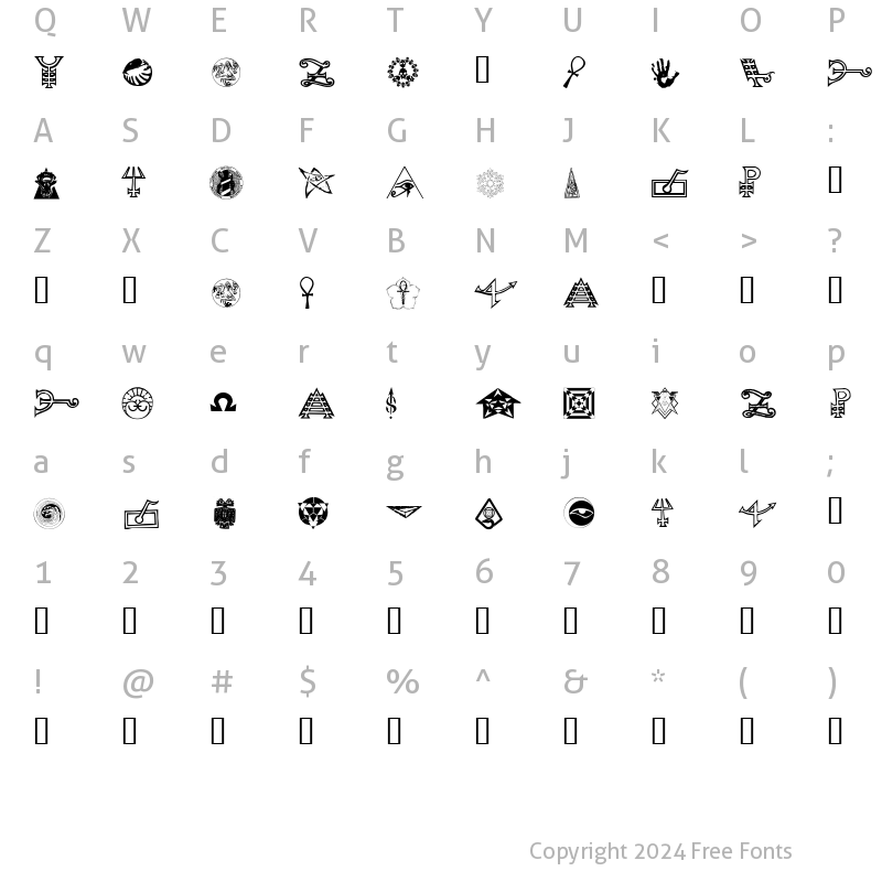 Character Map of WWMagebats Regular