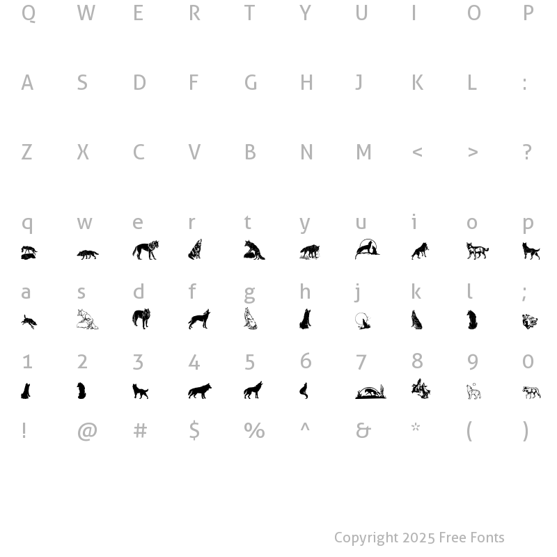 Character Map of WWWolfSpirit Regular