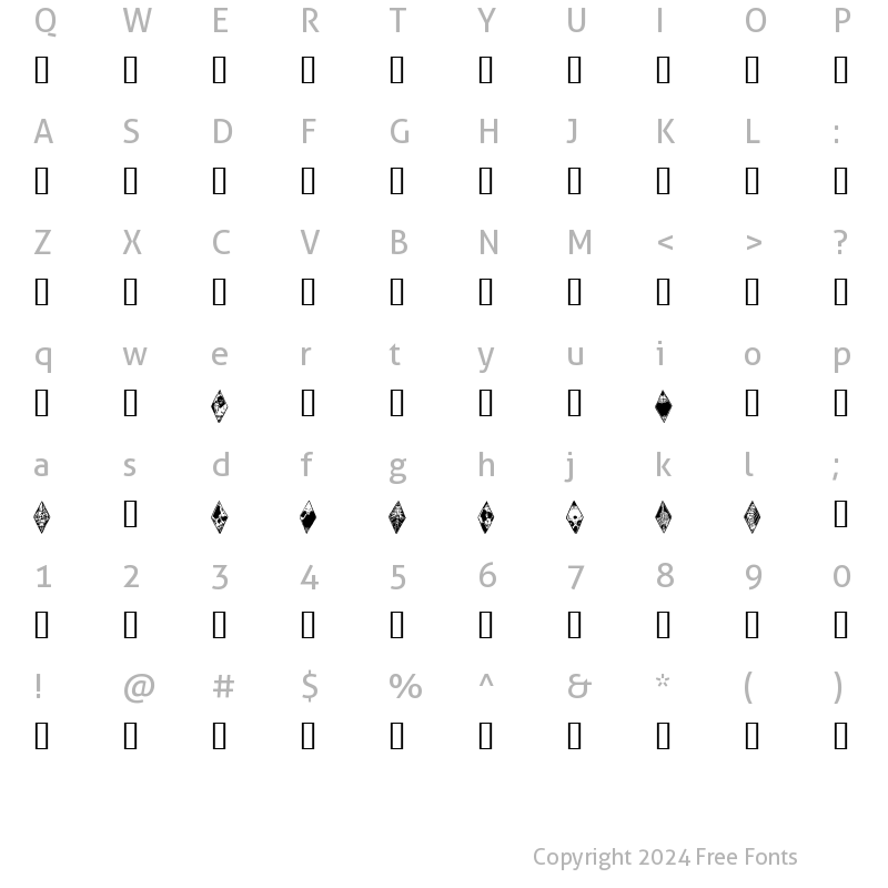 Character Map of WWWraithBats Regular