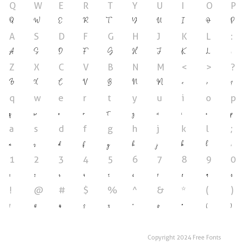 Character Map of Wyaletta Regular