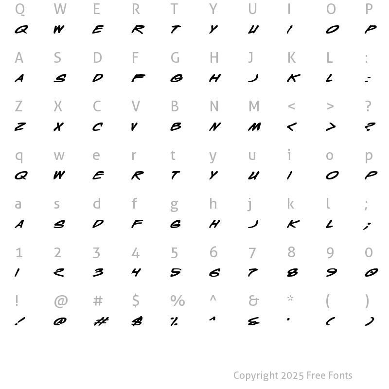 Character Map of Wyld Stallyns Bold Extended Bold Extended