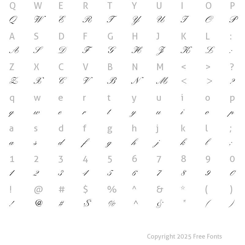 Character Map of Wynnerock Script Regular