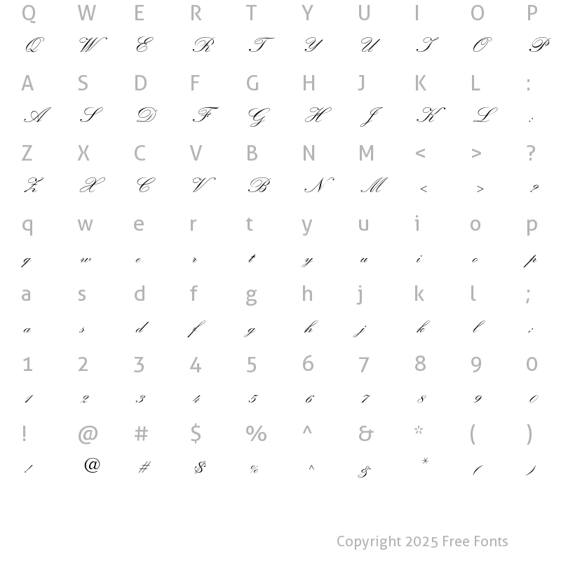 Character Map of WynnerockScript-TwoBold Regular